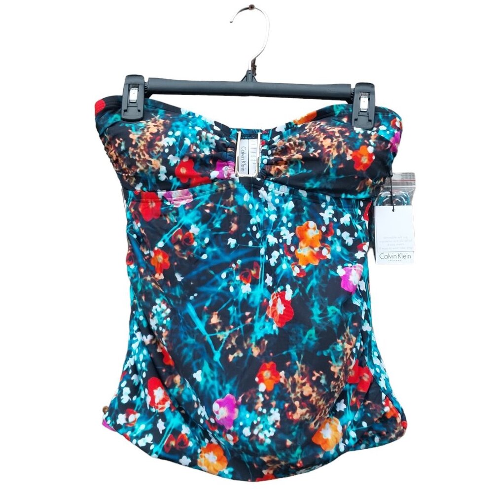 Calvin Klein Exotic Poppy Tankini Swimsuit Top Size Med